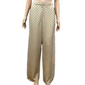 Lafayette 148 Riverside Diamond Textured Plisse Pants Small Straight Sandstone